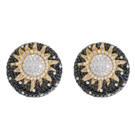 Sun Earrings With black Diamonds