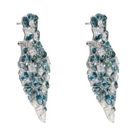 Chandeliers Earrings With Emeralds And Blue Diamonds