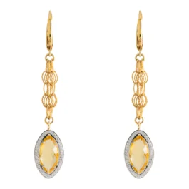 Diamond Earrings With Yellow Stones