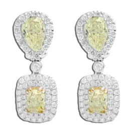 Earrings With Fancy Yellow Stones And Diamonds